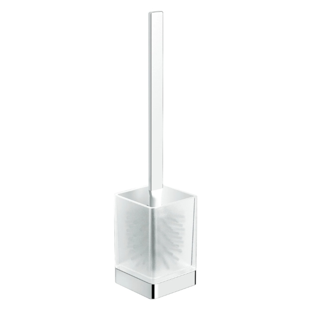 Product Cut out image of the HIB Atto Chrome Floor Standing Toilet Brush